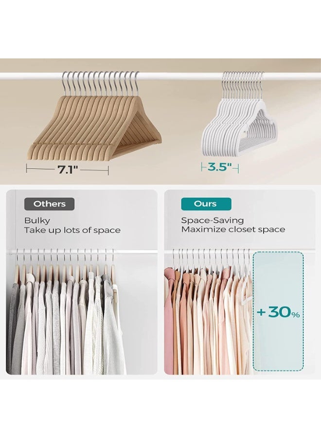 TYCOM Clothes Hangers 50 Pack Velvet Ultra Thin Space Saving Coats Clothes Hangers Non Slip Suit Hangers with 360 Degree Swivel Hook Hold Up to 5KG for Jackets Pants Dress White. - Image 5
